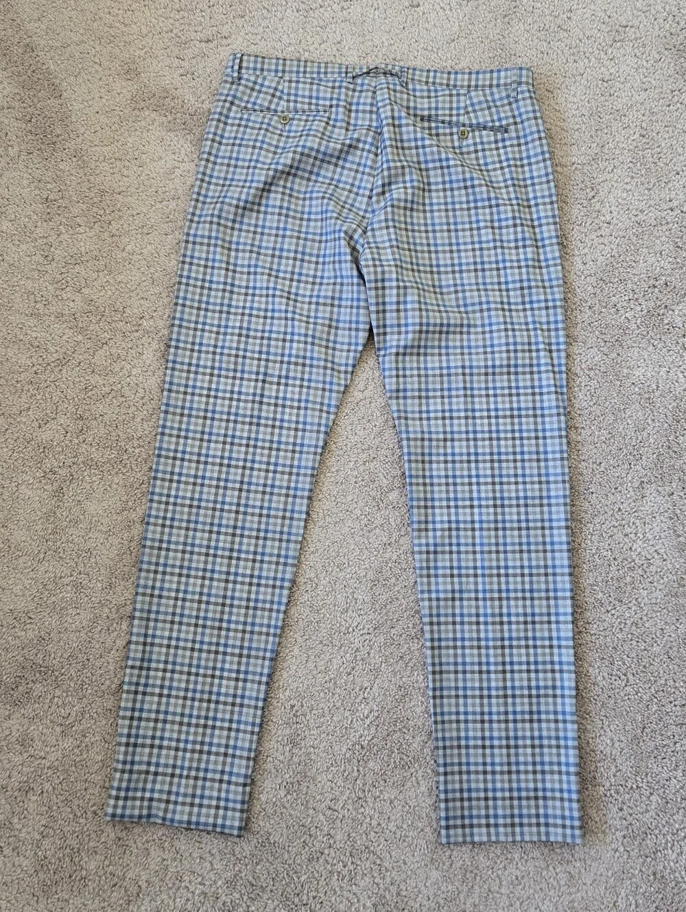 Zanella Platinum Plaid Parker 100% Wool Dress Pants Mens Size 38 Made‎ in Italy